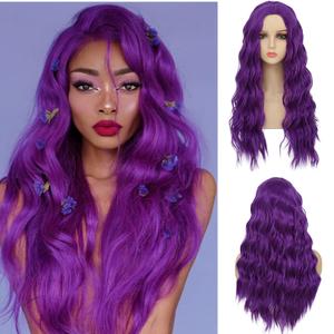 Purple Wig for Women Long Curly Wig Synthetic Hair Wigs for Daily Halloween Cosplay CostumePurple
