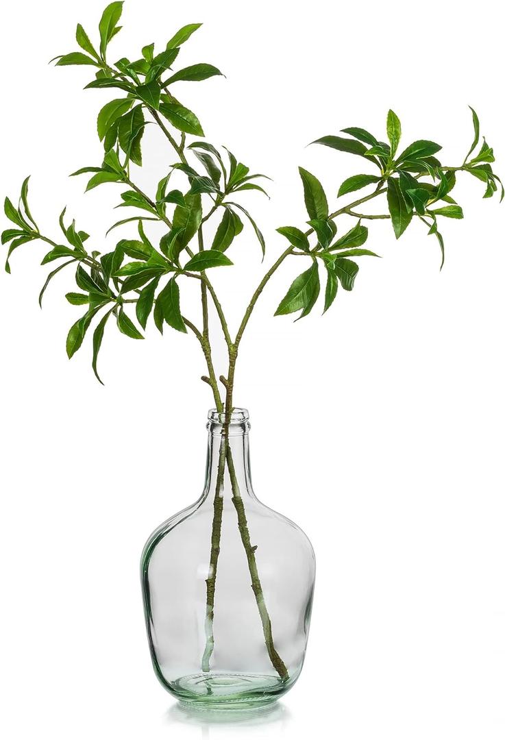 Hewory Large Glass Vase for Decor, 12in Clear Tall Farmhouse Decorative Floor Vase, Round Bubble Balloon Glass Jug Vases for Coffee Table Fireplace Mantel Entryway Living Room Bedroom Kitchen