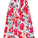 GRACE KARIN Women's 2025 Summer Maxi Dress Floral Tie Front Spaghetti Strap Casual Boho Beach Flowy Sundress with Pockets 2XL