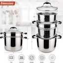 AVACRAFT 18/10 Stainless Steel, 4 Piece Pasta Pot with Strainer Insert, Stock Pot with Steamer Basket and Pasta Pot Insert, Pasta Cooker Set with Glass Lid, 7 Quart