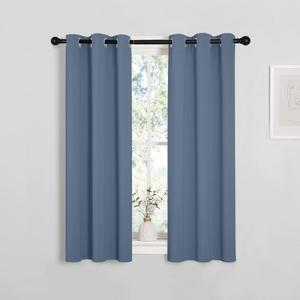 NICETOWN Thermal Insulated Curtains Blackout Draperies, Stone Blue, Set of 2, 29 by 40 inches Long, Window Treatment Solid Grommet Room Darkening Drape Panels for Bedroom