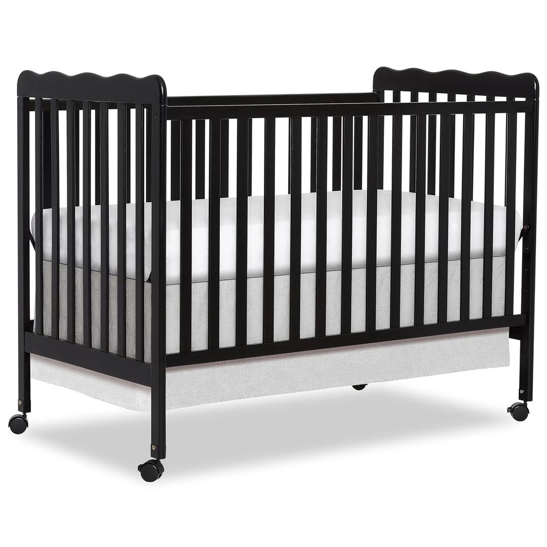 Dream On Me Carson Classic 3-in-1 Convertible Full-Size Baby Crib in Black, GreenGuard Gold & BSA, 4 Mattress Heights, Converts to Day & Toddler Bed, Locking Wheels, Classic Nursery Design