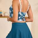ZAFUL Women's Tankini Swimsuit Two Piece Tummy Control Tassels Bathing Suit Swimwear with Flowy Skirt (Blue, L)