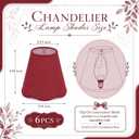 VIHOSE 6 Pack Red Small Chandelier Shade Scalloped Mini Clip on Lamp Shade for Chandelier 3 x 6 x 6 Inch Linen Fabric Lampshade Lamp Replacement Cover for Ceiling Wall Pendant