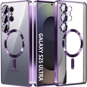 Compatible with Samsung Galaxy S25 Ultra CaseOnly.Magnetic Cover for S25 Ultra. Glossy Slim Thin Soft funda capa para for Galaxy S25 Ultra 6.9 inch.Compatible with MagSafe(Deep Purple)