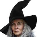 HOMELEX Black Witch Hat Adult Wizard Hat Sorcerer Accessories Halloween
