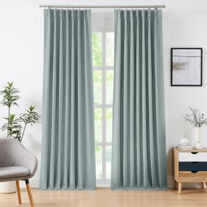 WEST LAKE Mineral Green Full Blackout Curtains 102 Inches Length with Liner,Bailey Pinch Pleated Drapes with Back Tabs for Bedroom Living Room,Modern Linen Textured Window Treatment,40" Wx102 Lx2