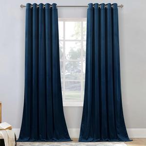 StangH Navy Blue Boys Bedroom Velvet Curtains Room Darkening 102 inches Long, Soft Blackout Drapes Noise Dampening Solid Sliding Door Curtains for Living Room, W62 x L102, 2 Panels