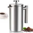 SZHETEFU 12 OZ French Press Coffee Maker, Sturdy Insulated Full Stainless Steel Coffee Press, Mini Small Camping French Presses Maker, 1-2 Cup Teapot for Kitchen Travel Elegant Silver 350ml