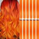 12 PCS Orange Hair Extensions Clip in, 22 Inch Colored Party Synthetic Neon Highlights Extensions, Rainbow Hair Accessories for Women Hair Pieces (Orange)