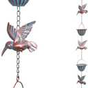 Rain Chains for Gutters, 8.8 Ft Rain Chains with 8 Cups & 9 Hummingbird Decor, Rain Barrels to Collect Rainwater from Gutter, Gutter Downspout Extensions