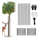 Tree Trunk Protector, 36 Pack 22.2 Inches Metal Tree Guards Trunk Protector with Glove & Metal Stakes & Zip Ties, Mesh Tree Bark Protector, Plant Protectors from Deer Animals Lawn Mowers Trimmers