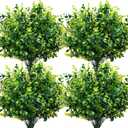 CEWOR Artificial Boxwood Stems 24 Pack Artificial Plants for Outdoor UV Resistant Faux Plants Fake Eucalyptus Shrubs for Room Decor Indoor Outdoor