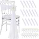 SoarDream White Chair Sashes for Wedding: 16 Pieces Sheer Church Chair Cover with Artificial Hydrangea for Party Banquet Aisle Decorations