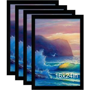 SESEAT 16x24 Picture Frame 4 Pack, Wall Hanging Poster Frames, Black