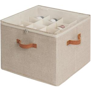StorageWorks Shoe Organizer for Closet, Fits up to 16 Pairs, Shoe Cubby Storage Containers with Adjustable Dividers and Clear Cover, Mixing of Brown & Beige