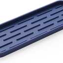 Silicone Kitchen Sink Organizer Tray for Multiple Usage,Eco-Friendly Sponges Holder for Kitchen Bathroom Counter or Sink,Dish Soap Dispenser,Scrubber,Bottle,Cup (Navy Blue, 12"4") (12" x 4" x 0.7")