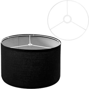 Drum Lamp Shades (Spider Fitter & E27/E26/E14 Fitter) for Table Lamps 13" Top x 13" Bottom x 9.8" High Black Lampshade Lamp Shade for Floor Lamps Bedside Lamps, Black, Assembly Required