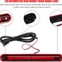 Third Brake Light, 24 LED 12V Car High Mount Stop Lights Third Rear Brake Lamp Assembly, Universal Waterproof Tail Lamp High Level Back Braking Light for Cars SUVs Trucks, Red