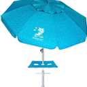 AMMSUN Beach Umbrella with Sand Anchor & Table Tray, Portable Heavy Duty 6.5ft Sun Outdoor Umbrella, UV 50+ Protection, Carry Bag for Beach, Patio, Pool and Garden, Sky Blue Paint