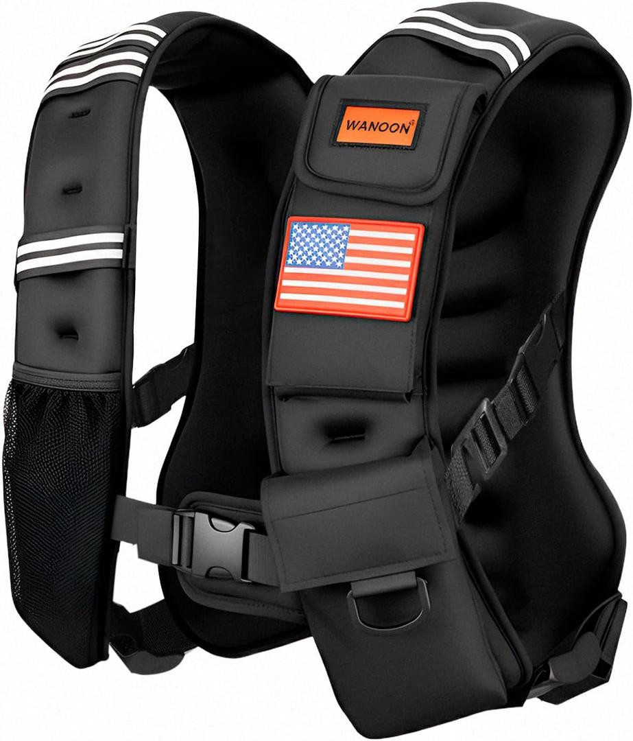 Weighted Vest Woman & Men,8lb/12lb/16lb/20lb/30lb/40lb Plus Size Weighted Vest With Phone Pockets & Reflective Strips for Walking, Running, Hiking,Rucking, Workout, Strength Training (Black)