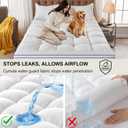 CYMULA Full Size Mattress Topper, Cooling Mattress Pad Cover Waterproof, Extra Thick Pillow Top Mattress Topper with 8-21 Inch Elasticated Pockets, Firm Plush Down Alternative Fill Mattress Protector (Waterproof White With Blue Lines)