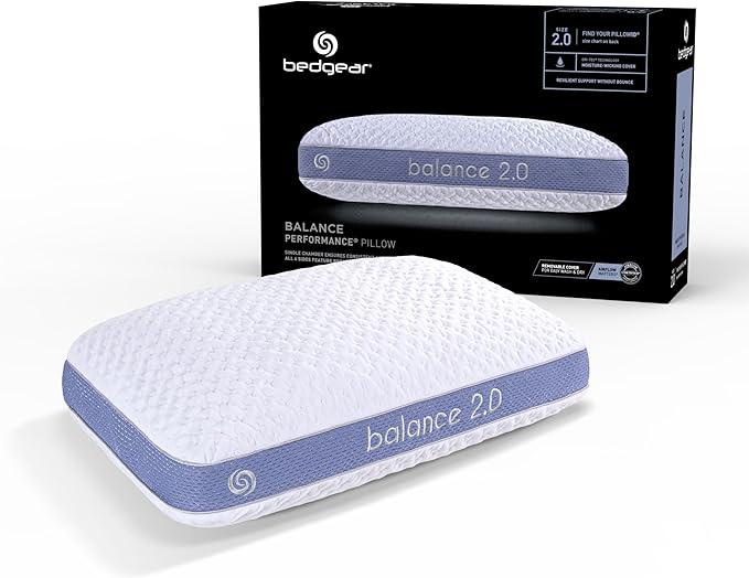 Bedgear Balance Performance Pillow – 2.0 - Moisture Wicking Bed Pillow for All Sleep Positions - Medium Firmness Bed Pillow - Washable Removable Cover – 20" W x 26" L x 5.25" H