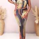 Geulis Sexy Jumpsuits for Women Mesh Halter Sleeveless Cut out Tie Dye Jumpsuit Party Clubwear (XL)