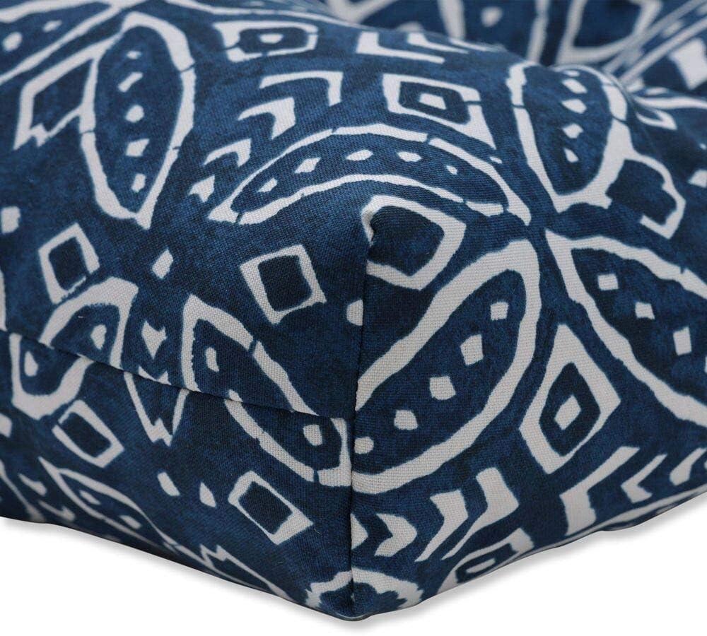 Pillow Perfect Outdoor/Indoor Merida Indigo Blue Tufted Loveseat Cushion, 39" x 21"