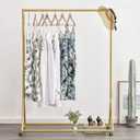 BOSURU Gold Pipe Clothing Racks Freestanding, Modern Metal Clothes Rack Heavy Duty, Easy Assemble Clothing Rack for Hanging Boutiques and Bedroom 47" L