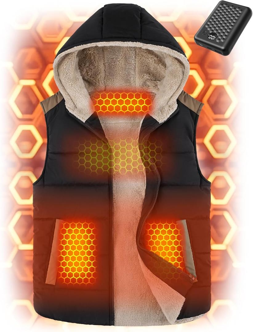 MNZZ Graphene Heated Vest for Women 7.4V Fast Charge Large Capacity Battery (Black)