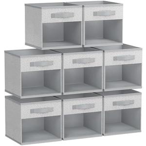 DIMJ Collapsible Storage Cubes, 9 Packs Cube Storage Bins with Window, Fabric Storage Baskets for Shelves, Closet Storage Boxes for Clothes, Toys, Books, 11 Inches Sundries Blended
