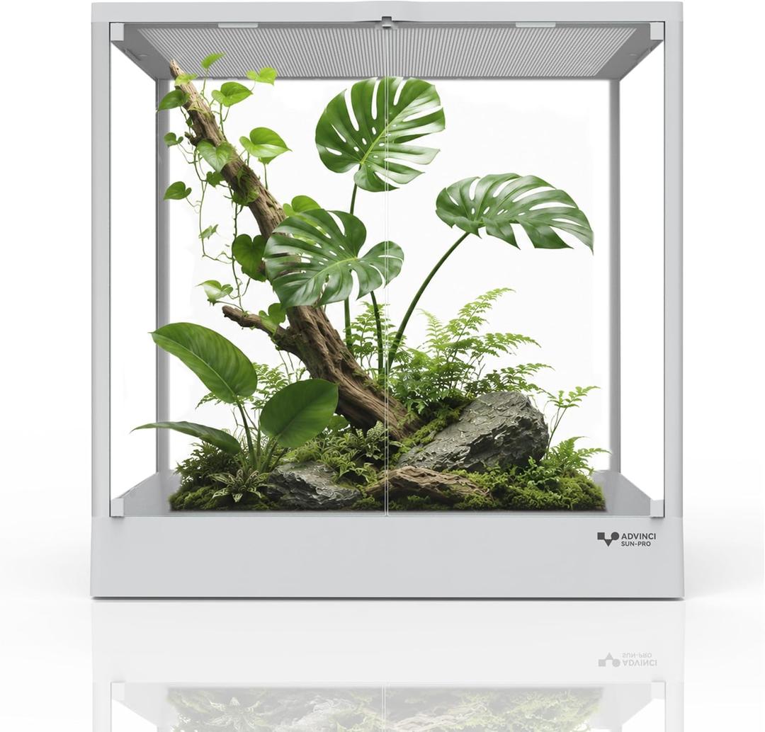 Reptile Glass Terrarium 24"x18"x24" 45 Gallon Knock-Down Dual-Locking Security Mesh Ventilation Durable Aluminum Frame Modern Design