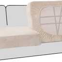 H.VERSAILTEX Stretch Velvet 2 Piece T-Cushion Cover Separate T-Cushion Cover Seat Cover for Sofa Couch Cushion Slipcovers Furniture Protector with Elastic Bottom (Sofa, Ivory)