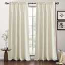 RYB HOME Living Room and Dining Room Curtains and Drapes Linen Sheer, Light Filtering Curtains 108 inches Long, Weave Textured/Rod Pocket, Cream Colored, W 52 x L 108 inches, 2 Panels Set