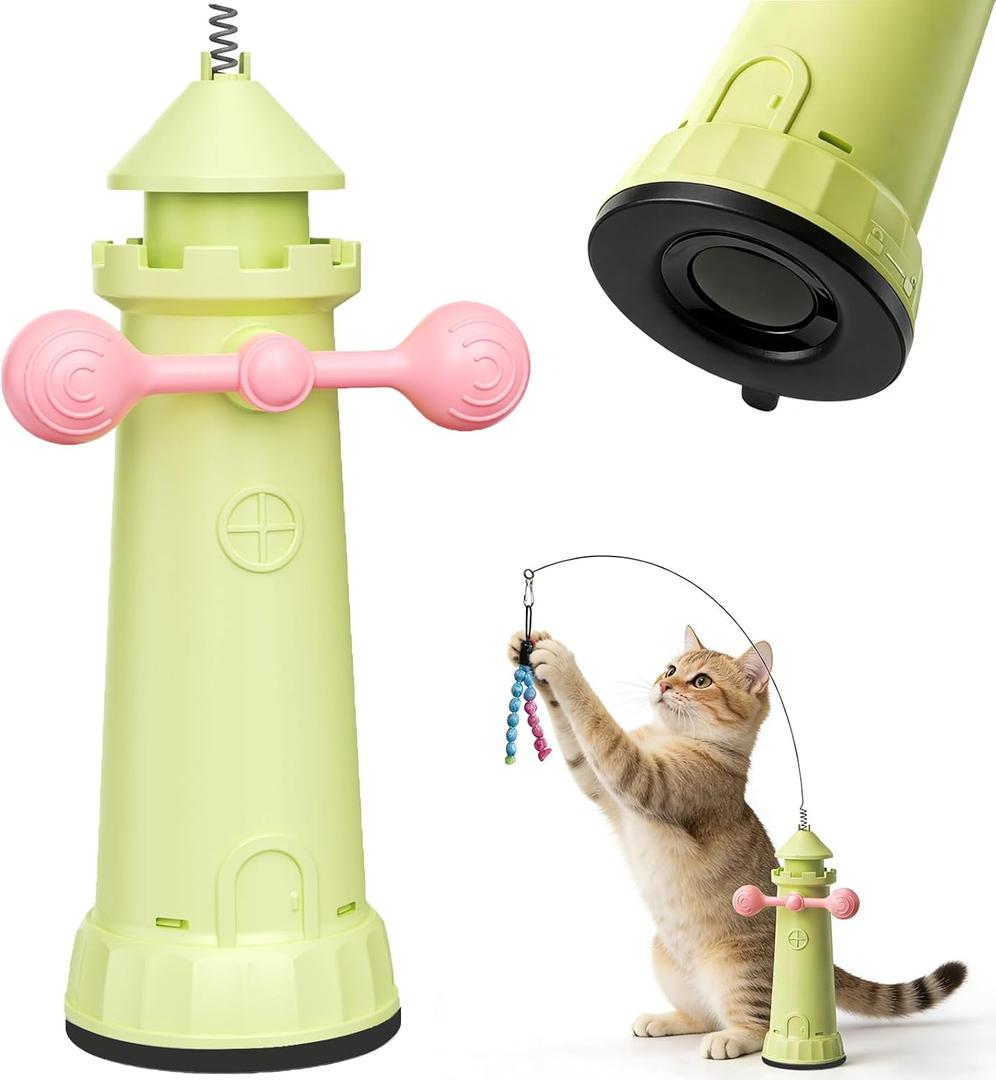 Interactive Cat Toys for Indoor Cats,Indoor Cat Suction Cup Toy, Enhanced Suction Cup Cats Wand Toy,2 Play Modes Keep Cats Happy and Entertained,Activated Self-Play Enrichment Toy for Bored Cats