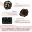 Claw Clip Messy Bun Hair Piece 100% Real Human Hair Buns Curly Chignon Hair Bun Extensions Wavy Tousled Updo Hair Buns Claw Clip Ponytail Hairpieces for Women(Dark Brown with Light Golden Brown)