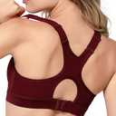 Yvette High Impact Sports Bra for Women High Support Adjustable Straps Running Workout Bra for Large Bust, Burgundy