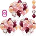 OuMuaMua Rose Gold Balloons Burgundy Balloons Kit, 62Pcs Burgundy Rose Gold Confetti Latex Balloons for Women Girl Baby Shower Wedding Birthday Party Decorations, 12 Inch