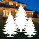 3-Piece Christmas Tree Silhouette Set 47 Inch Christmas Tree Yard Decoration Outdoor Weather-Resistant PVC Xmas Outside Decor for Lawn Garden Pathway Display with 6 Ground Stakes