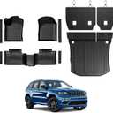 Floor Mats Set for Jeep Grand Cherokee 2011-2021 & 2022 WK2 (Not for 2022 WL or L), All Weather TPE Backrest Mat Trunk Mat Cargo Liner Door Sill Guards Accessories (WK2 | Floor Mats Set)