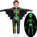 Kids Skeleton Costume Halloween Toddler Luminous Scary Skull Bones Jumpsuit Boys Girls Scary Cosplay Bodysuit 3-10T (4-6T, Colour1)