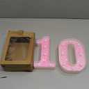Pooqla 10th Birthday Decoration for Girls, light up Number 10 for Birthday Party, Battery Powered Glitter Lighted Numbers Shiny LED Marquee Numbers table Decor, Pink Number 10 (Warm White)