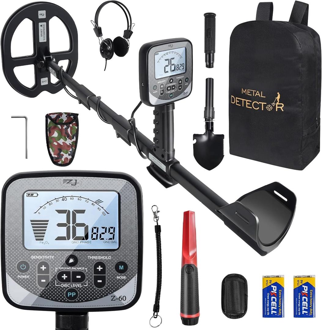 16" Detection Depth Metal Detector for Adults,High Accuracy Professional Metal Detector kit with Double-D Waterproof Coil,19.2 kHz Beach Metal Detector and Pinpointer,4 Professional Modes,LCD Display