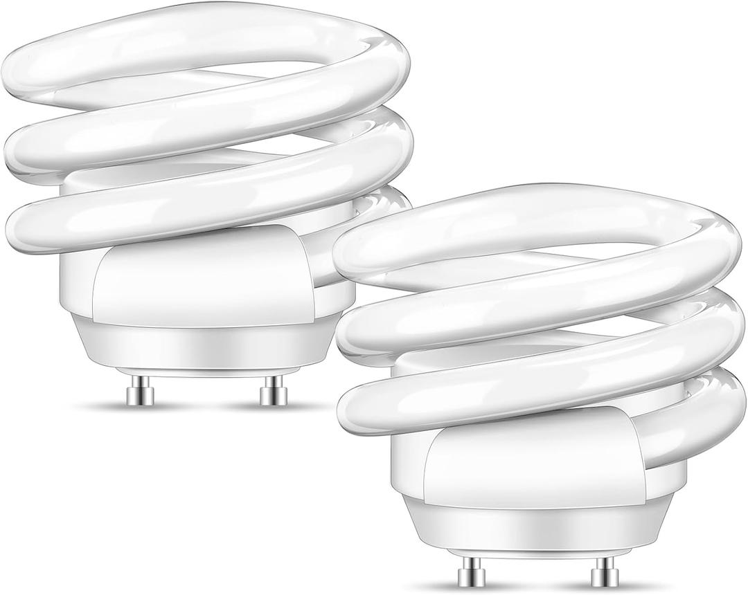 2 Pack 26 Watt Spiral GU24 CFL Light Bulbs, 2700k Soft White 2 Prong Twist and Lock Base Light Bulb, 1000 Lumen Compact Fluorescent Bulbs (T3)