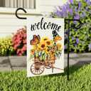 6 x Spring Summer Floral Garden Flag,Daisy Jar Arrangement Vase Welcome Garden Flag, 12 x 18 Inch Double Sided Vertical Burlap Summer Fall Farmhouse Outdoor Decoration