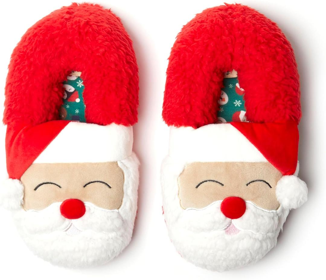 Dearfoams Unisex Adult Matching Family Holiday Christmas Reindeer & Turkey Scuff (9-10 Women/7-8 Men)