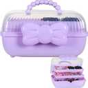 Cute Girls Hair Accessories Storage Box, Plastic Hair Ties Holder Hair Clips Container Headbands Organizer Gift for Baby Girls Multipurpose Organizer (Purple), hdfg7876