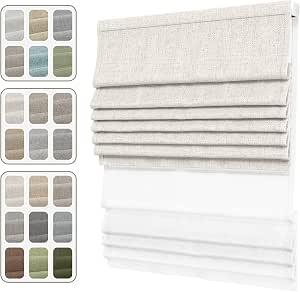 No Drill Day Night Roman Shades for Window, Cordless No Tool Blackout and Light Filtering 2 in 1 Double Fabric Roman Blinds with Thermal Insulated for Home Office, No Drill Day Night Type