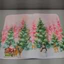 Santa Claus Dish Drying Mats for Kitchen Counter Watercolor Forest Decoration Coffee Mat for Table Decor (18" x 16")